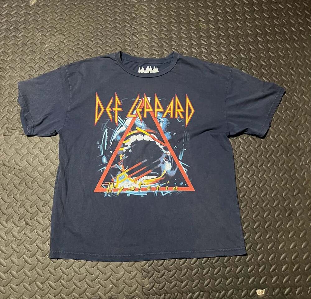 Def Leppard Hysteria Tour T-Shirt Size L Black Rock Band Graphic Tee